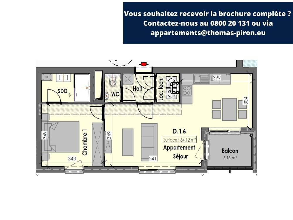 Appartement à vendre à Habay-la-Neuve 6720 0.00€ 1 chambres 64.00m² - annonce 107353