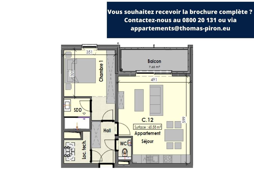 Appartement à vendre à Habay-la-Neuve 6720 0.00€ 1 chambres 65.00m² - annonce 107137