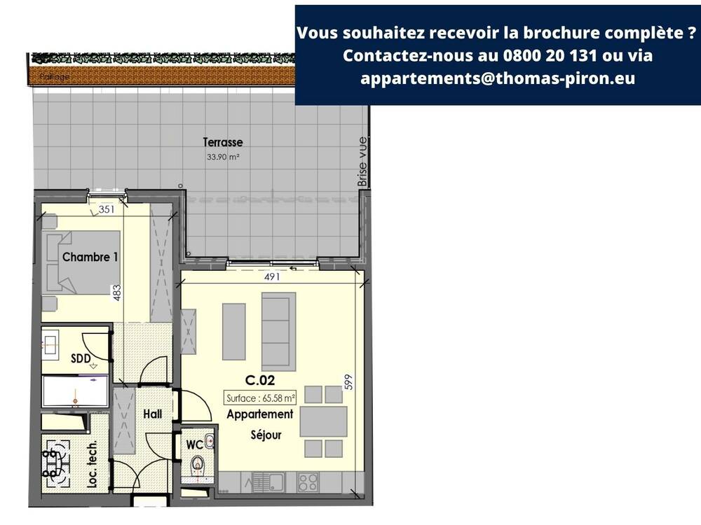 Appartement à vendre à Habay-la-Neuve 6720 0.00€ 1 chambres 66.00m² - annonce 107138