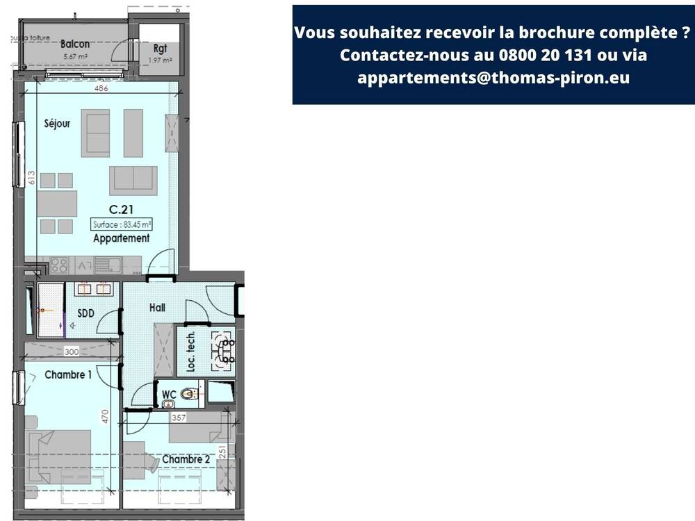 Appartement à vendre à Habay-la-Neuve 6720 0.00€ 2 chambres 83.00m² - annonce 106730