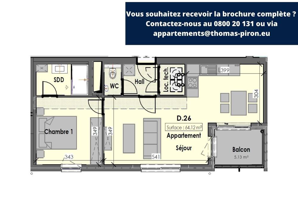 Appartement à vendre à Habay-la-Neuve 6720 0.00€ 1 chambres 64.00m² - annonce 107498